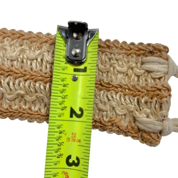 Bohemian Wide Braided Raffia Tie Belt with Tassels - Image 2