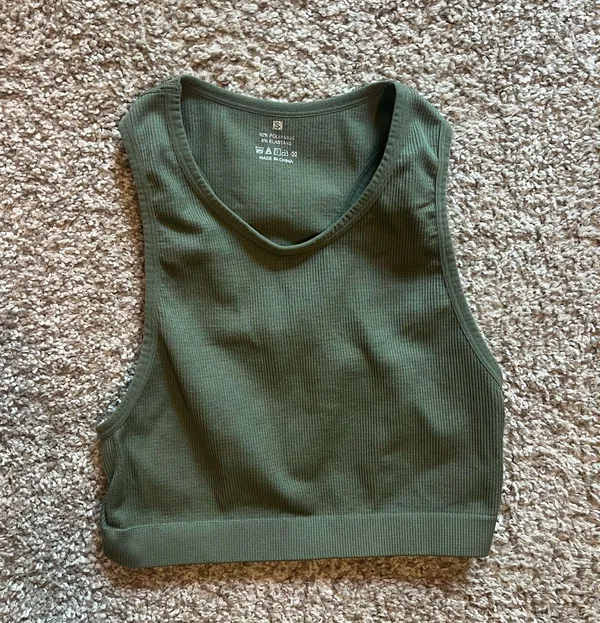 Athletic Crop Top Tank Green - Image 4