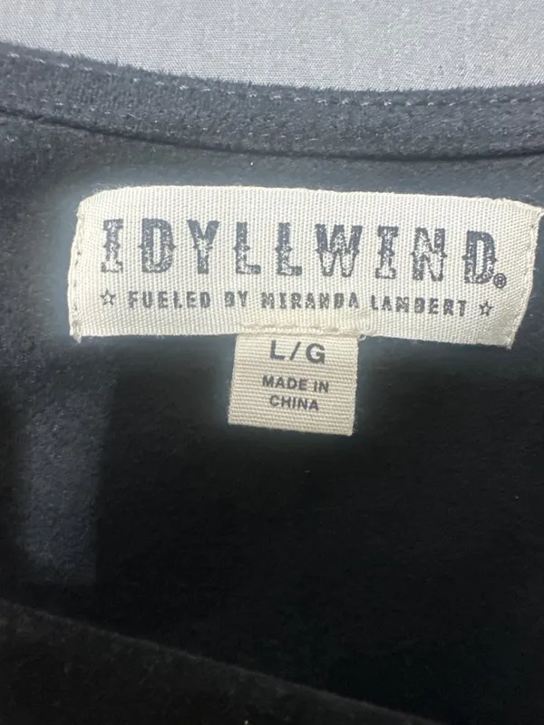 Idyllwind by Miranda Lambert Womens L Black Faux Suede Fringe Bow Western Top - Image 3