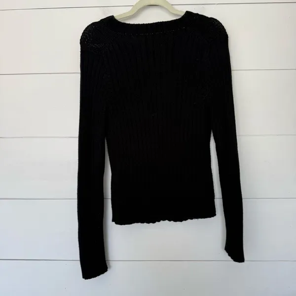 Banana Republic Women’s Medium Black 100% Cotton Vneck Sweater - Image 4