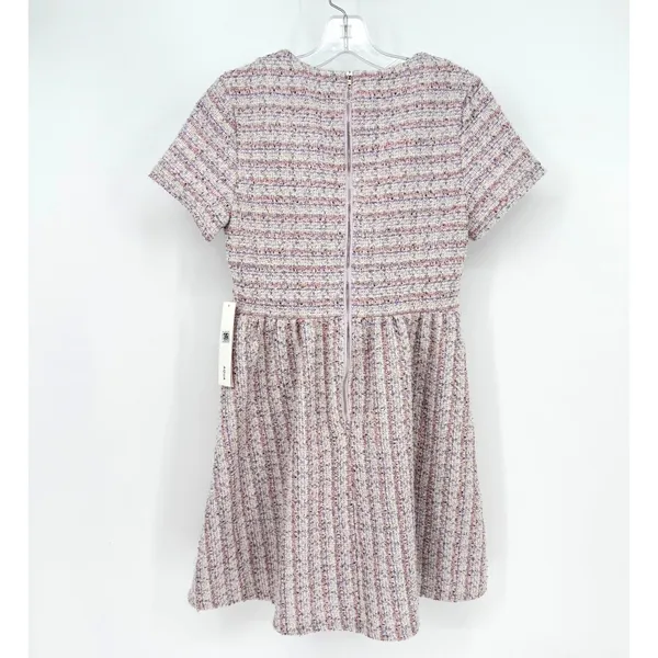 Aqua Rainbow Tweed Mini Dress Womens Small Pink‎ Multi Preppy Classic Feminine - Image 11