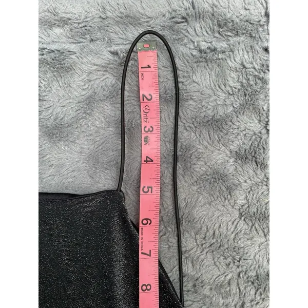 City Triangles Y2K 90s Minimalist Shimmer Open Back Column Maxi Dress Silver Black Size M Read - Image 15
