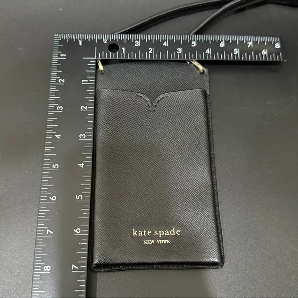KATE SPADE NY Spencer Black Saffiano Leather Crossbody Phone Case - Image 8