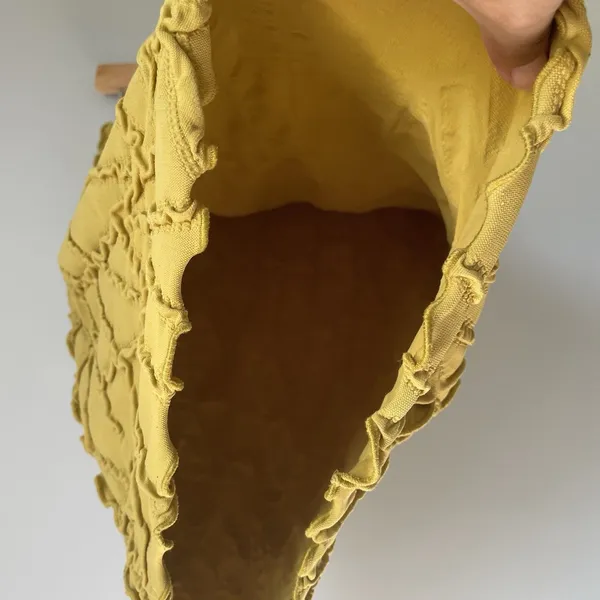 Haystacks Boho Patchwork Midi Skirt Made in Michigan Mustard Yellow Size Small - Image 7