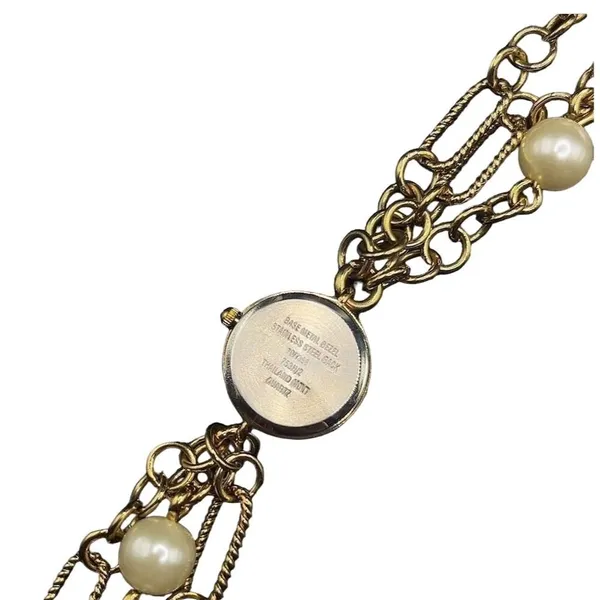 Anne Klein Women's Chunky Bracelet Watch Gold Faux Pearl Wrap Bracelet - Image 7
