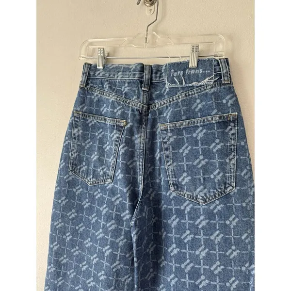 Urban Outfitters iets frans Monogram Denim Baggy Boyfriend High Rise Jeans Women’s Size 27 - Image 6