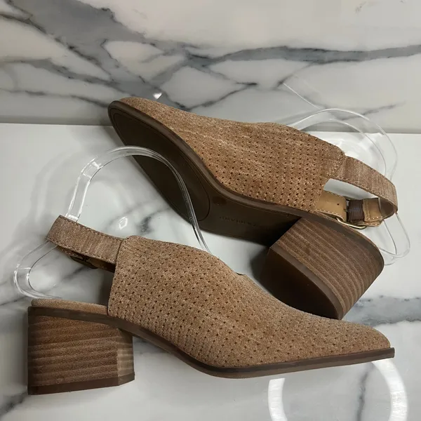 Lucky Brand Wmns Brown Leather Slingback Mule Lideton Bootie Sz 7 Boho Festival - Image 5