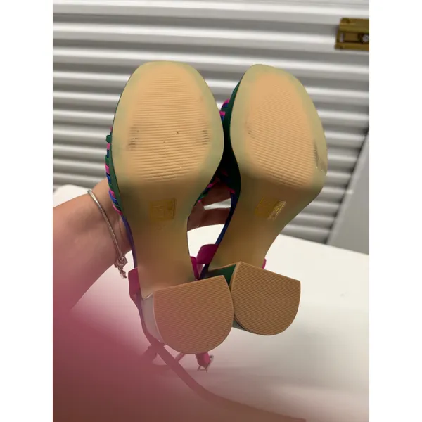 Shoe Envy Multi-Color Satin Platform Block Heels Pink Blue Green Size 6.5‎ - Image 8