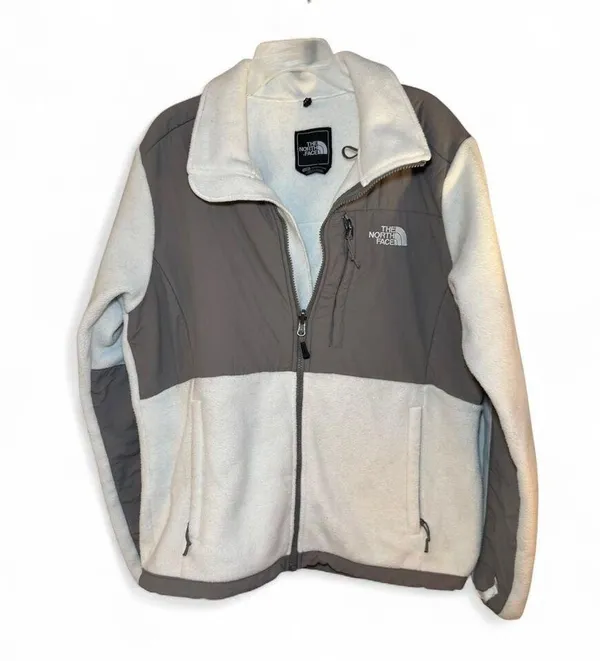 The North Face Women's grey and white fleece full zip Polartec jacket Size Large - Image 2