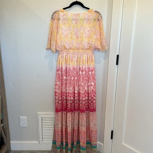 NEW House Of Harlow 1960 Ruffled Tiered Floral Metallic Maxi‎ Dress - Image 13