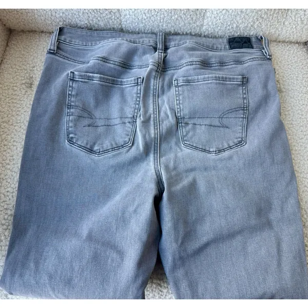 American Eagle Women's High Rise Distressed Skinny Jeans Gray Size 14 Short - Image 4