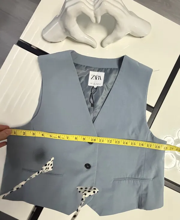 ZARA Light Blue Tailored Suit Vest Top 🩵 Size L - Image 12
