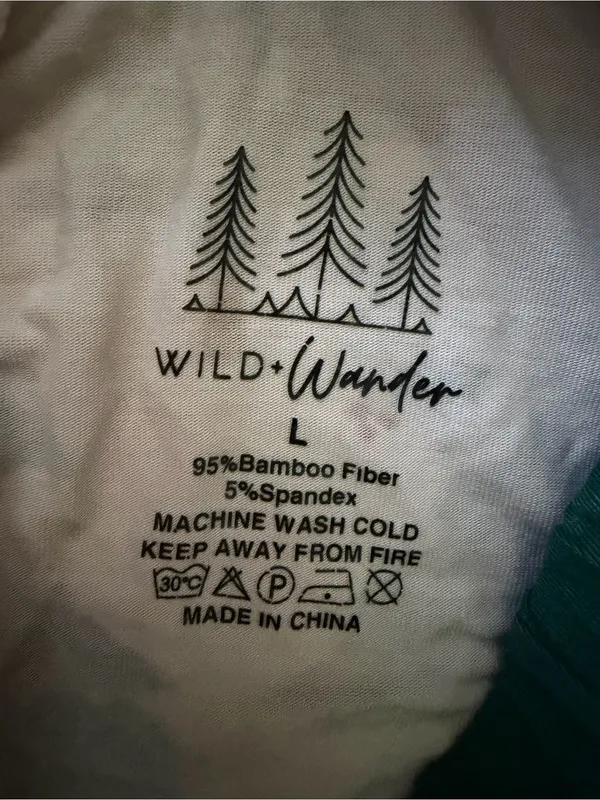 L - WILD WANDER - Cozy Tree-Print women bamboo Pajama Set - Green Trim - Image 4