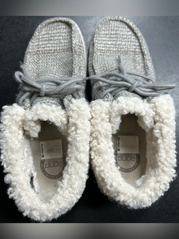 Hey Dude Women’s Size 7 Britt Grey Remix Faux Fur Lined Ankle Bootie Shoe - Image 5