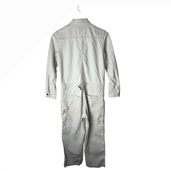 Current Elliott The Richland Coveralls Women Medium Ivory Denim Jumpsuit Utility - Image 3