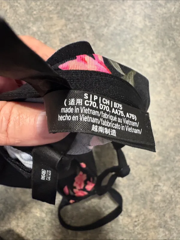 PINK Victoria's Secret Black Bralette with Pink Floral Print - Image 4