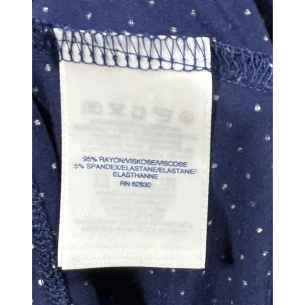 Lands End Womens Top L Polka Dot Long Sleeve Blouse‎ Navy Blue - Image 5