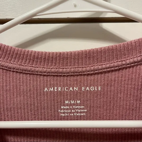 American Eagle Pink Ribbed Tee - Image 4