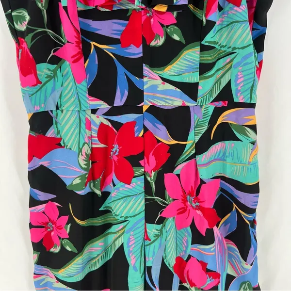 Cupio Tropical Floral Print Chiffon Ruffle Flutter‎ Sleeve V Neck Jumpsuit - Image 7