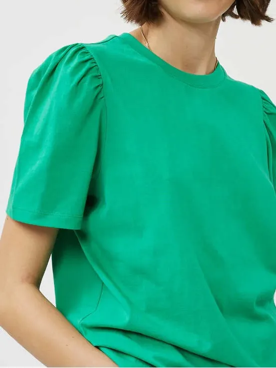 A.L.C. Kati Ruched Puff Sleeve Short Sleeve T-Shirt Top Size Small Green - Image 2