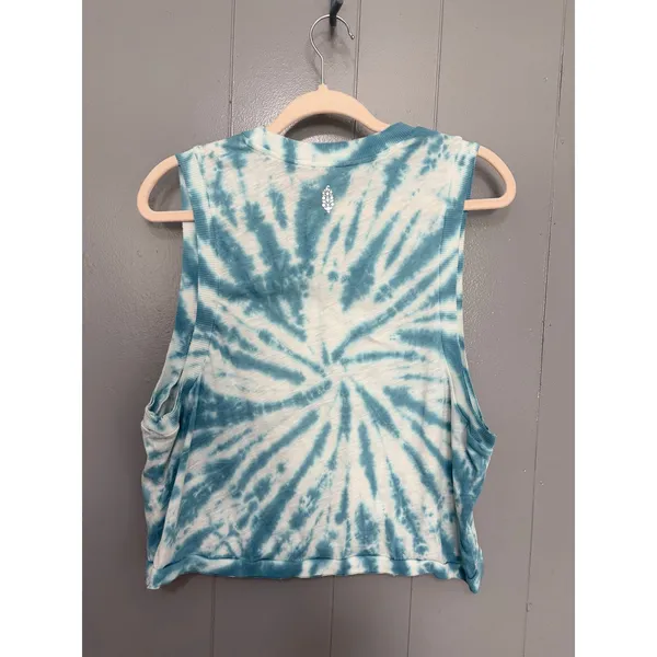 Free People Movement Love Blue Tie Dye Cropped Boho Muscle Tank Top S - Image 4