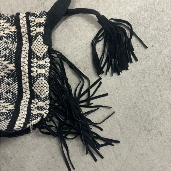 Free People Boutique Geometric Tribal Knit Bucket Bag - Image 4