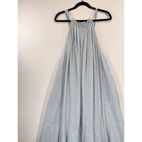 Free People Maxi Dress Blue Paradise and Back Striped Tasseled Flowy Boho Small - Image 8