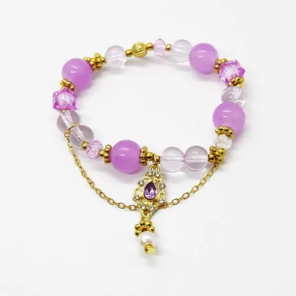 Purple and Gold Beaded Bracelet - Image 2
