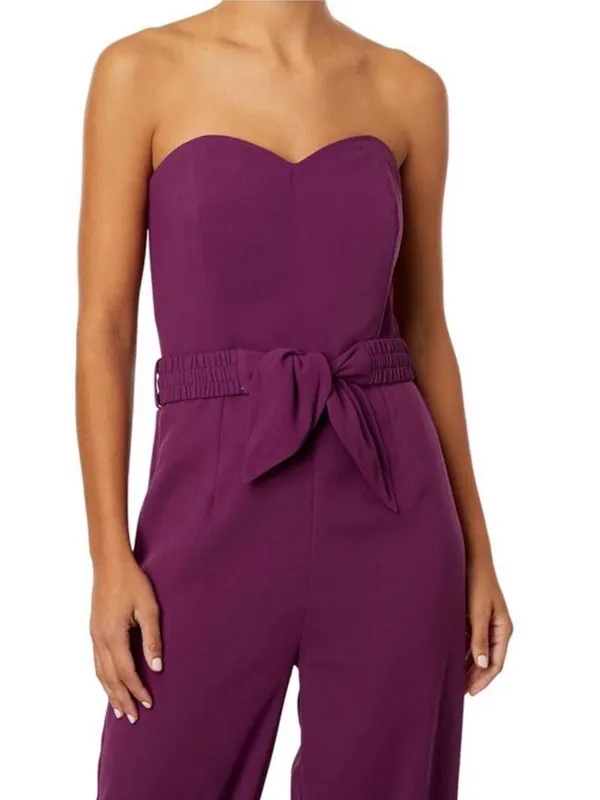 Lilly Pulitzer Strapless Plum Wide-Leg Jumpsuit with Self Tie - Image 2
