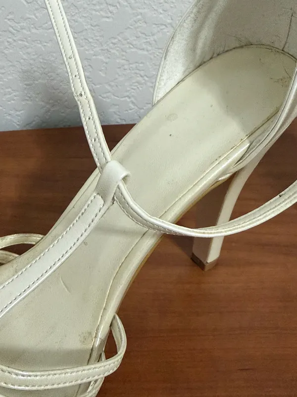 Strappy Pearlescent White Heels Size 8.5 - Image 9