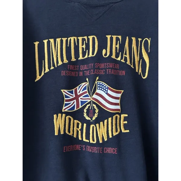 Vintage 90s Limited Jeans Worldwide Crewneck Sweatshirt Size Small - Image 5