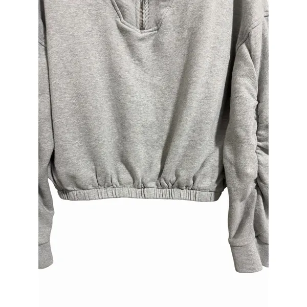 Free People‎ Movement Valley Girl Quarter Zip Sweatshirt Gray Women's Size Small - Image 5