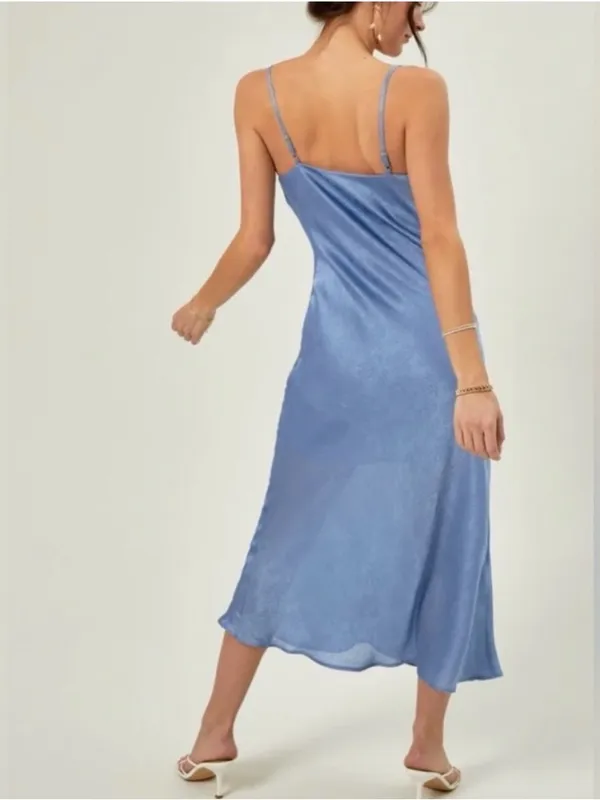 Altar’d State Blue Jacquard Eva Satin Midi Dress - Image 9
