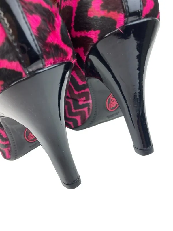-Sofft Moselle Heels Womens Size 7.5 Pink Black Wave Stripe Calf Leather Pump - Image 8