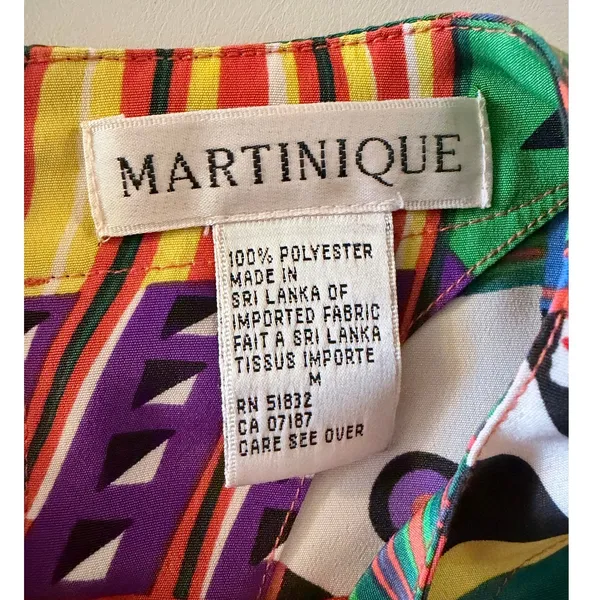 Martinique 90s Geometric Color Splash Short Sleeve Top size Medium - Image 5