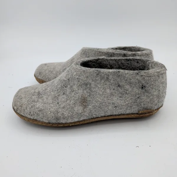 Glerups Grey Felted Wool Slipper Shoes Leather Sole Womens 7 EU 37 Danish Design - Image 2
