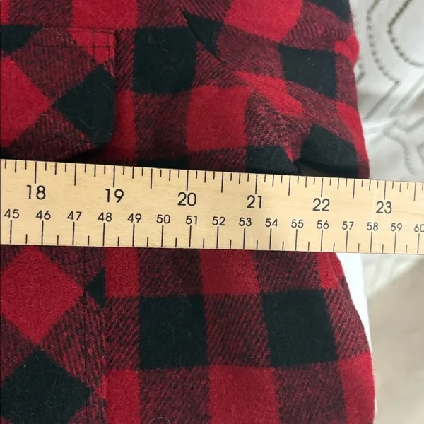 Chaps Red Black Plaid Fringe Jacket Sherpa Collar XL - Image 7