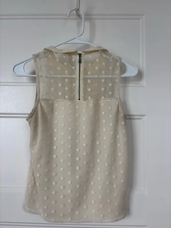 Cream Polka Dot Top Tan Size M - Image 2