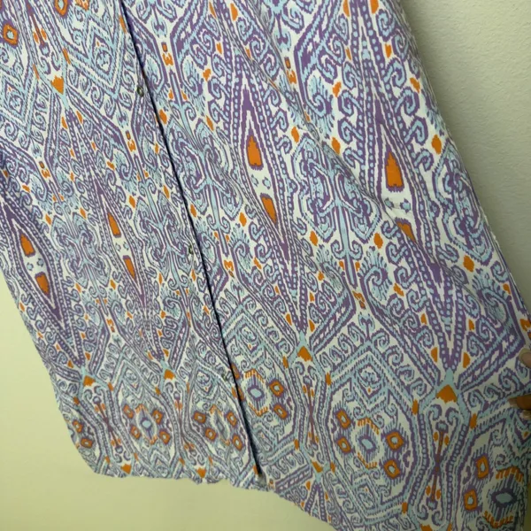 NEW Canyon Retreat‎ Women Messa Shirt Dress 1X Purple Ikat Paisley Purple Resort - Image 5