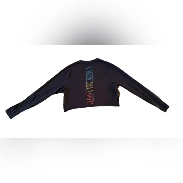 Vans Off The Wall Long Sleeve Cropped Shirt Size XL Cotton Black - Image 8