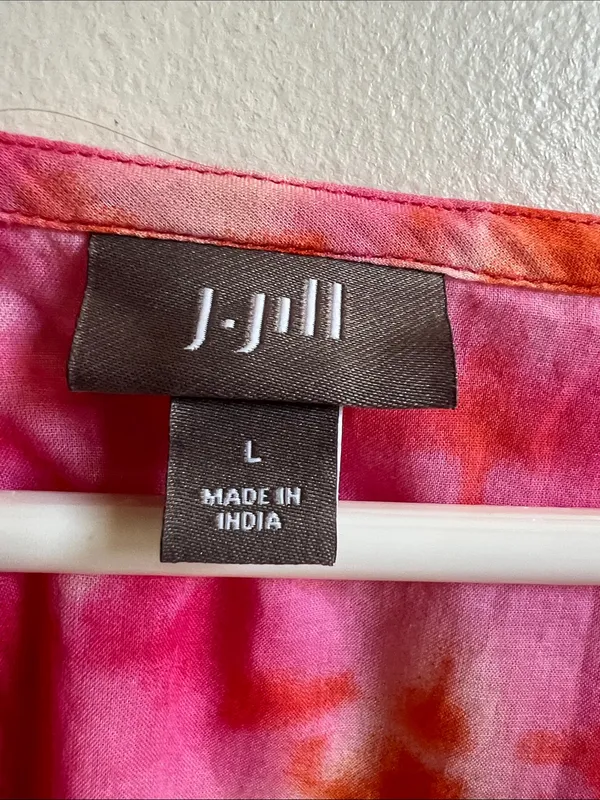 J. Jill Tie-Dye Embroidered V-Neck Tunic boho whimsy coastal chic top - Image 3