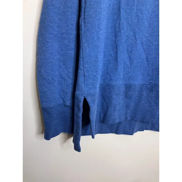 LL Bean Sweatshirt Womens Medium Blue Excellent Thumbhole High Low Hem 510661 - Image 2