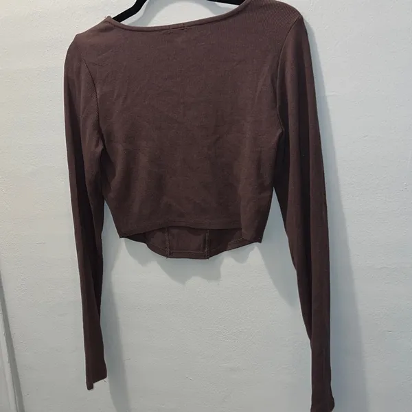 Garage Brown Long Sleeve Crop Top - Image 5