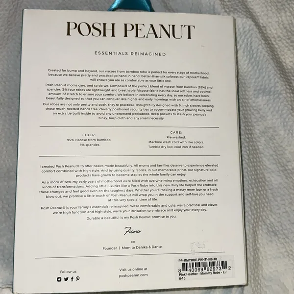 Posh Peanut pink Heather mommy robe sz L Bamboo Essentials - Image 3