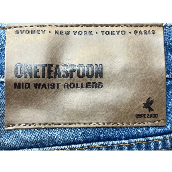 NWT One Teaspoon Sz 26 Mid Waist Rollers Cut Off Blue Denim Casual Jean Shorts - Image 5