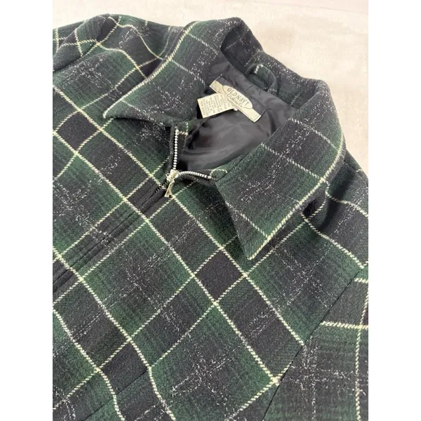 Old Navy Vintage Y2K Old Navy Zip Up Plaid Jacket Blazer‎ Women’s Medium Green - Image 8