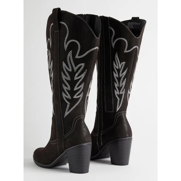 Torrid Tall Shaft Heeled Western Boot Black 6 WW NEW - Image 2