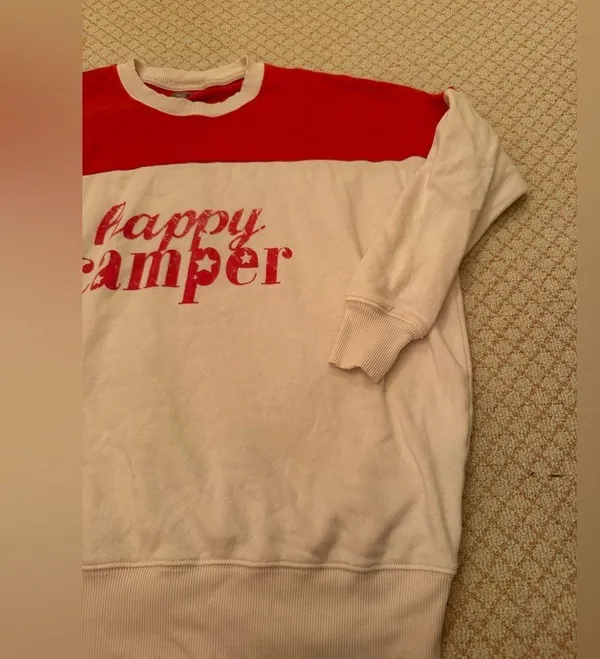 Aerie happy camper red white oversized pullover women's size women’s size small - Image 8