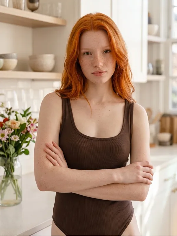 Women's Scoop Neck Bodysuit - Brown - Image 2