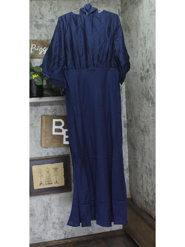 NWT A New Day Womens Tie Neck Maxi Dress 94441338 Navy Blue L - Image 3